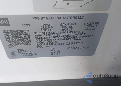2023 GMC Acadia Fwd Sle from USA, damaged, VIN 1GKKNKL41PZ232279